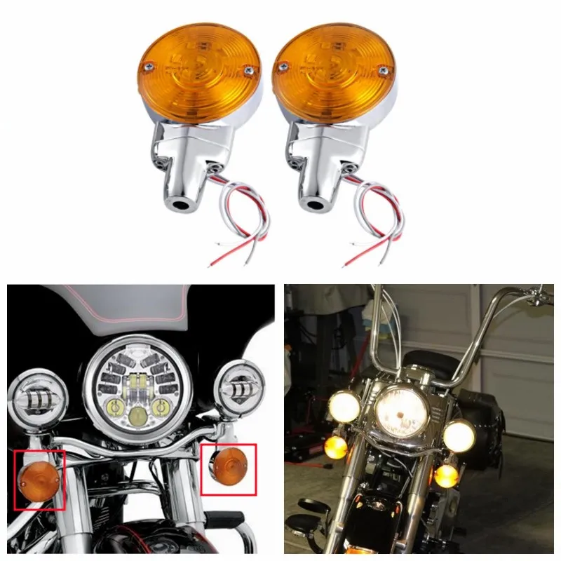 1Pair Motorcycle Front Rear Flat LED Turn Signal Light Amber Indicator Lamp