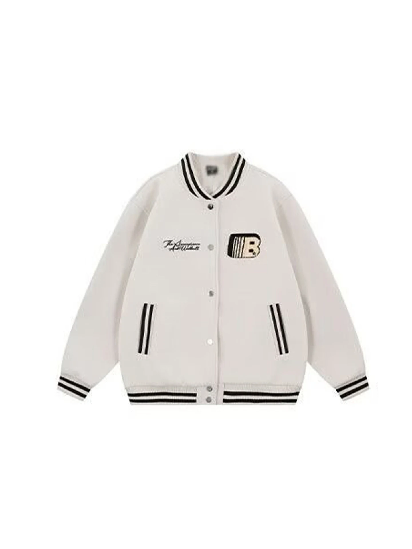 

Loose R Logo Baseball Jaet for Men And Women College Sle Autumn Winter Thiened Polyester Windproof Zipper Closure Outer...