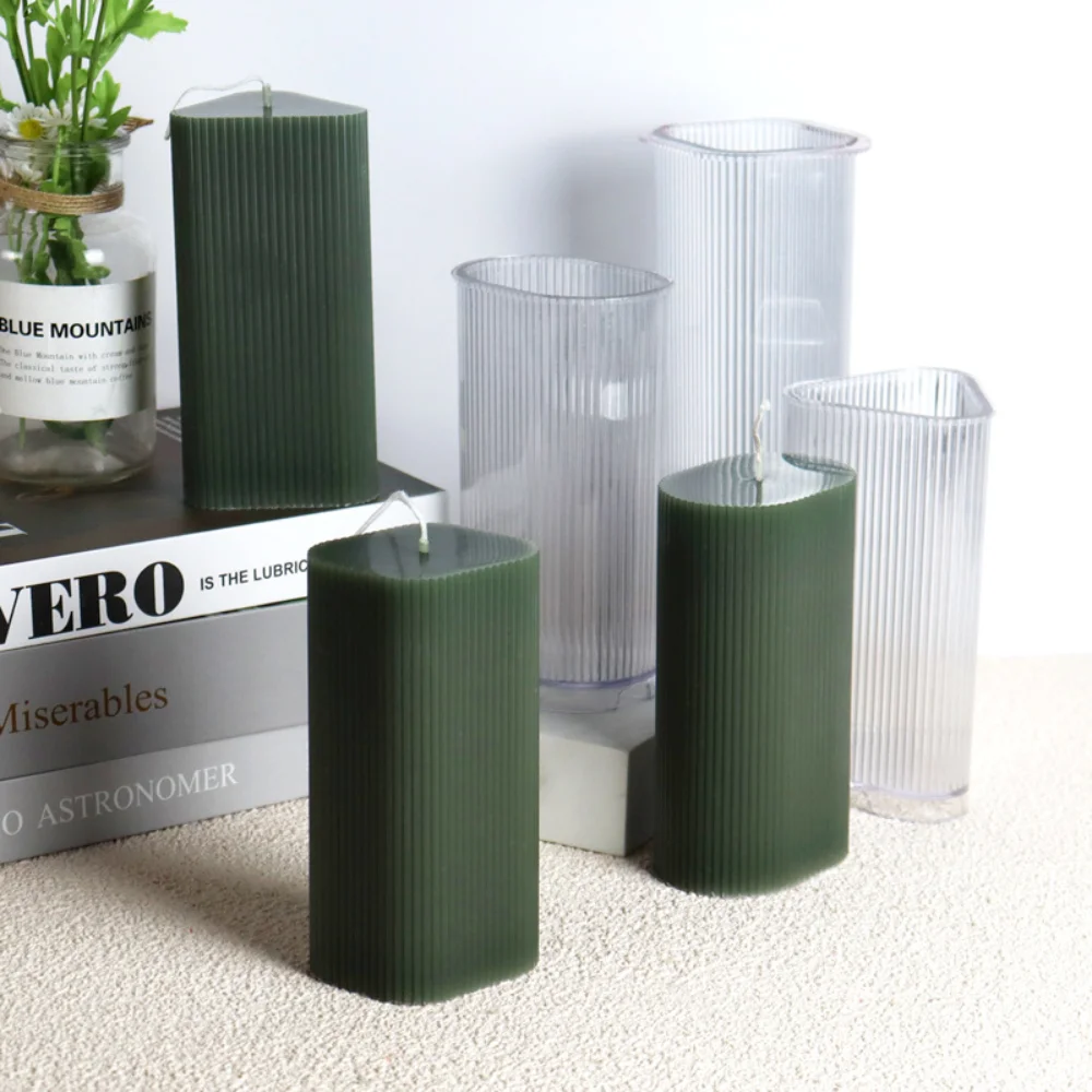 Geometric Cylindrical Acrylic Mold Triangular Resin Gypsum Mould Cube Stripe Candle Making Candlelight Dinner Decor Incense Gift