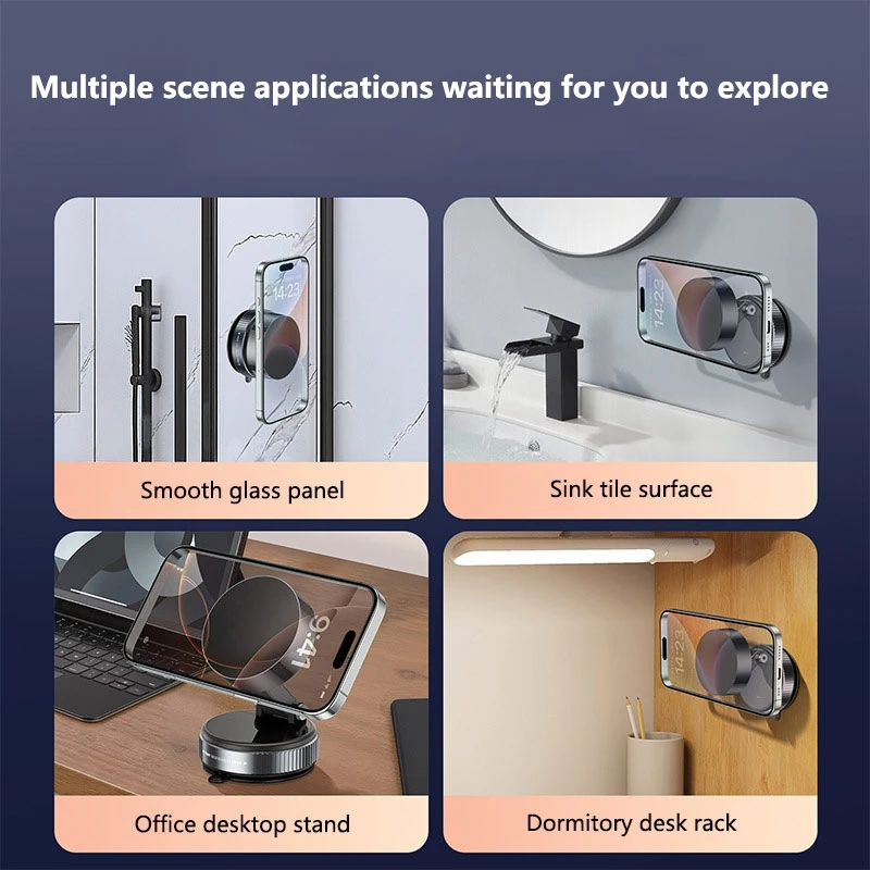 Strong Magnetic Phone Holder Foldable Design 360° Adjustable Vacuum Car Mount For Cell Phone For iphone Live Streaming