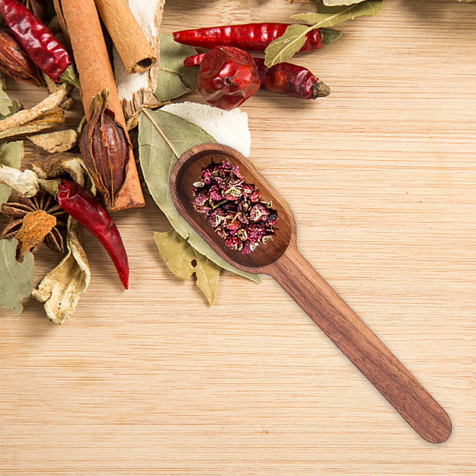 

1pc Black Walnut Wood Coffee Scoop 1 Tablespoon Measuring Spoon For Coffee Beans Tea Sugar Spices Flour Cereal Supplement Long