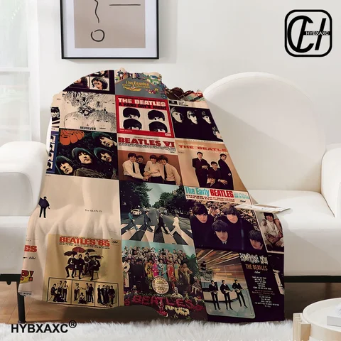 하라주쿠 비틀즈 멤버즈 아트 블랭킷 부드럽고 따뜻한 플란넬 담요 침대 거실 피크닉 여행 소파 홈 텍스타일
