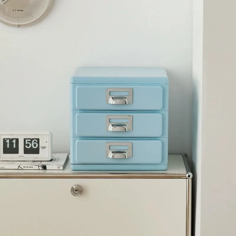 Multi-layer classification drawer file cabinet, creative office retro desktop storage cabinet