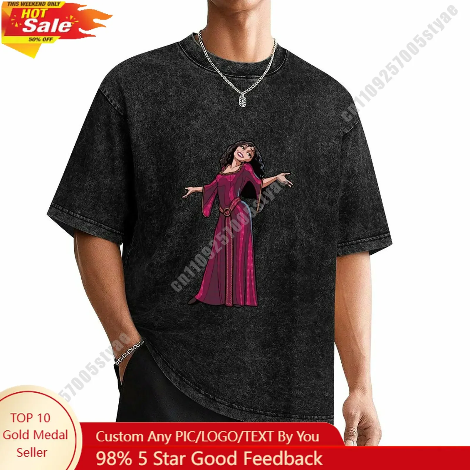 

Mother Gothel T Shirt Disney Customizable Personalize Your Own Design Heat Transfer Printing Vintage Washed T-shirt