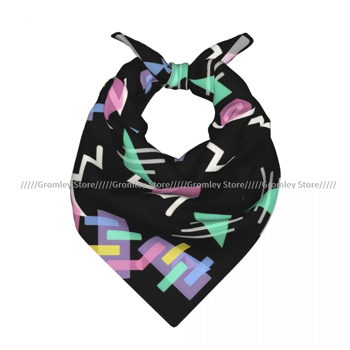 Square Scarf Women Hipster Abstract Retro 80s Geometric Bandana Headscarf