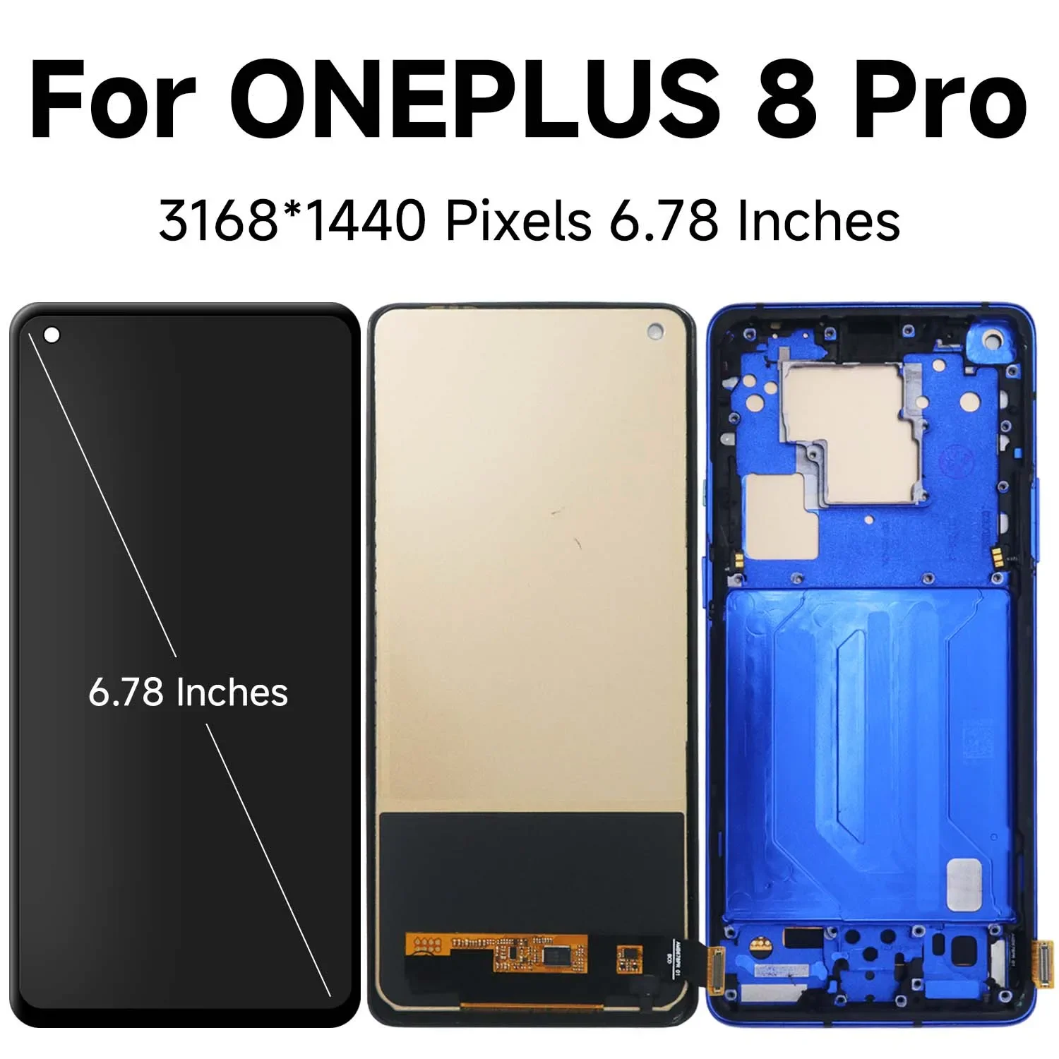 6.78\'\'For OnePlus 8 Pro Tested 1+8Pro IN2023 IN2020 IN2021 LCD Display Touch Screen Digitizer Assembly Replacement