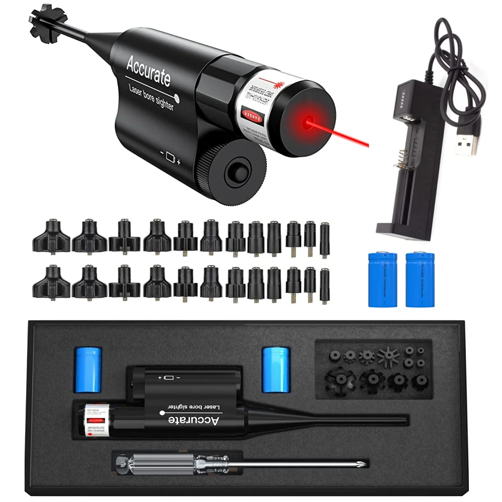 

Laser Bore Sight with Battery and Charger .177 .22 Laser Boresighter to .64 Caliber Colimator Sight