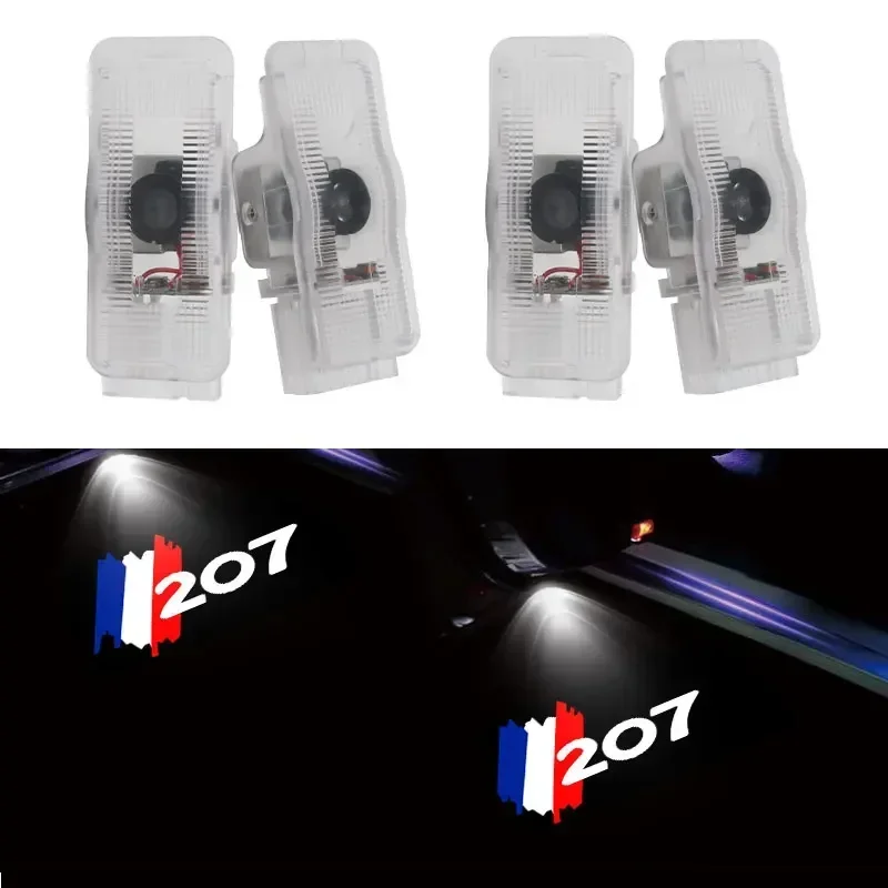 2pcs Car Door Welcome Lights Wireless Projector Led Logo Lamp for Peugeot 207 2009-2011 2013 Auto Accessories