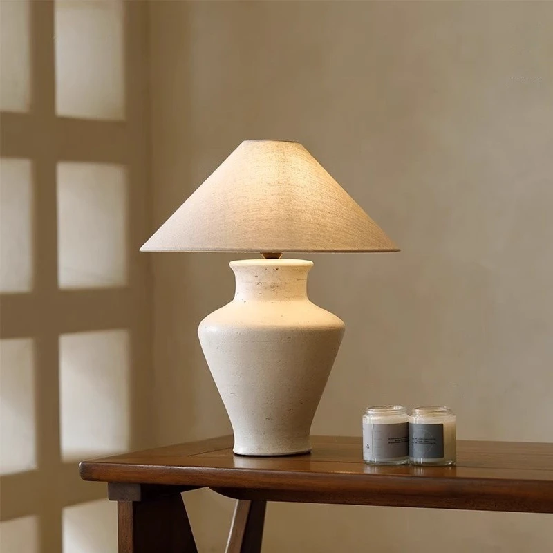 Japanese Style Living Room Pottery Jar Light Fixture Bedroom Beside Lamps Living Room Decor Dining Table Illumination Home Light