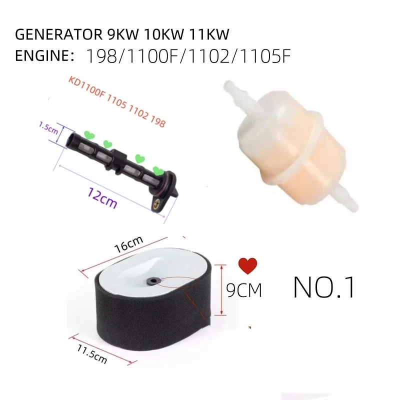 Luftfilter Ölfilter Kraftstofffilter für Dieselgenerator 3KW 5KW 8KW 9KW 10KW Einzylinder-Motor 178 186 198 192 1100 1105 Filter – Detail 13