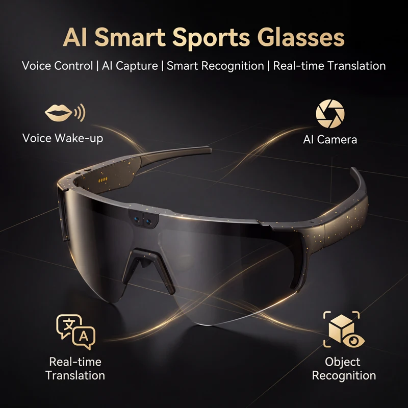 AI Smart Cycling Sunglasses Men with 800W Camera Recording Sports Outdoor Bike Riding Glasses Shades Shield Goggle Eyewear UV400
