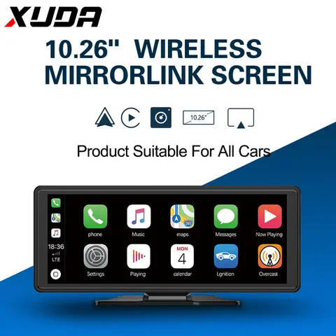 10.26 인치 IPS 디스플레이 휴대용 자동차 미디어 플레이어 무선 Carplay 및 안드로이드 자동 2.5D 터치 스크린 제품 AII 자동차에 적합