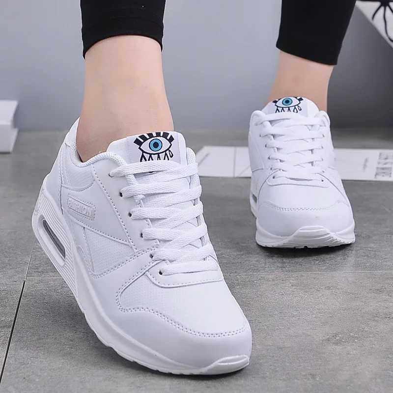 Damesmode Sneakers Luchtkussen Sportschoenen Pu Lederen Blauwe Schoenen Wit Roze Outdoor Wandelschoenen Dames Sportschoenen