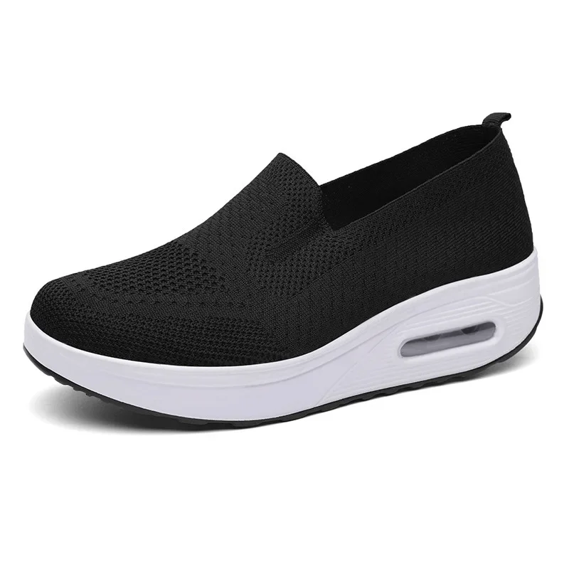 Damskie buty sportowe z poduszką powietrzną letnie w nowym stylu siatkowe oddychające buty na koturnie damskie buty na co dzień wsuwane damskie buty