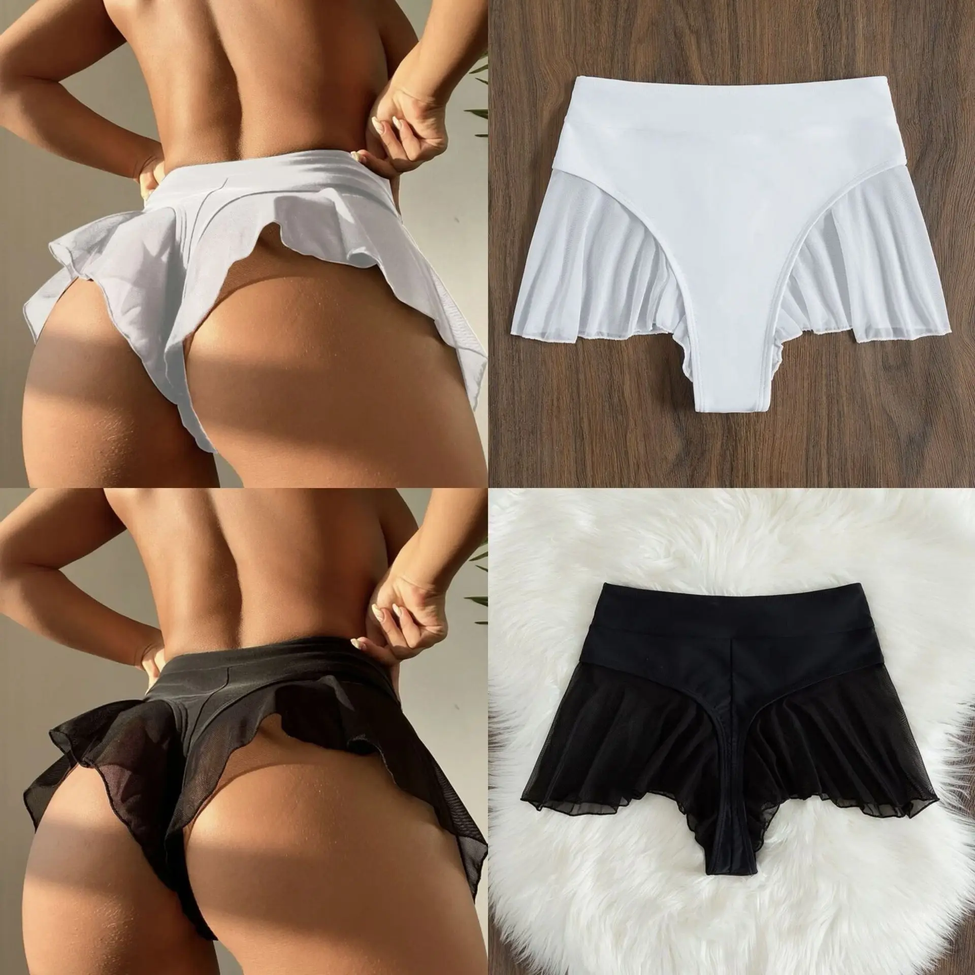 New Sexy Hip Flying Edge Mesh Stitching Thong, Swimsuit Bikini