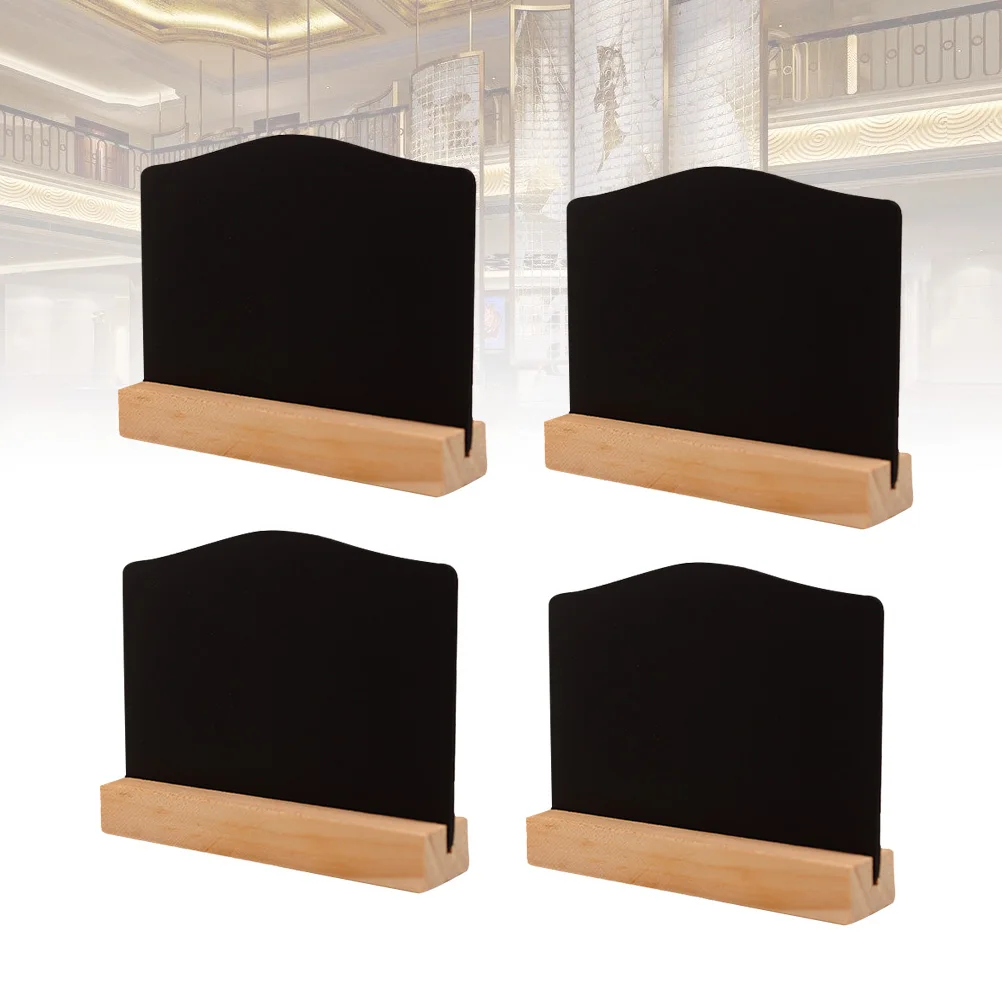 

4pcs Arched Double Sided Wooden Chalkboard Stand Message Board Clips For Wedding Party Coffee Bar Light Brown Tabletop Sign
