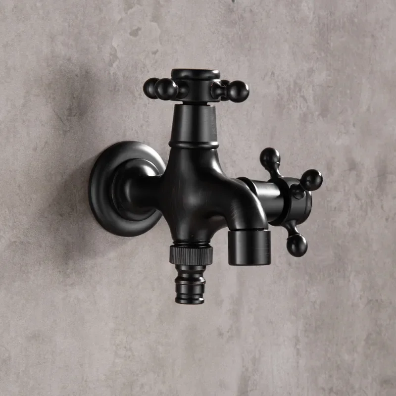 Bathroom Corner Washing Machine Faucet Black Bronze Single Cold Tap Outdoor Garden Wall Mounted Bibcock Tap Mop Pool Taps