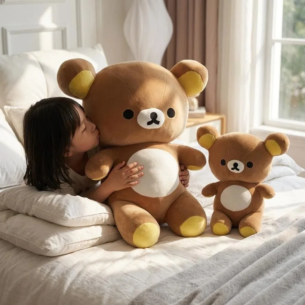 22-58cm Rilakkuma Plush Pillow Doll Soft Kawaii Cartoon Bear Stuffed Animal Toy Cute Room Decor Basic Style Kids Xmas Gift