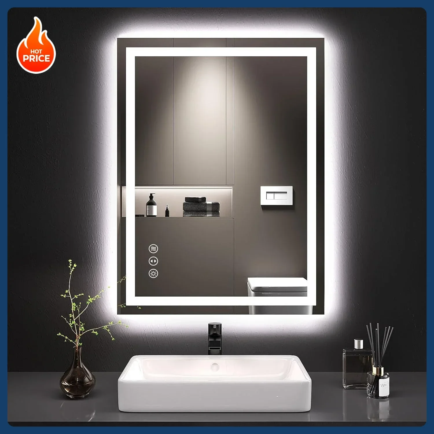 

[Best Seller!]24X32 LED Bathroom Mirror with Lights, Anti-Fog, Dimmable, Backlit + Front Lit, Lighted Bathroom Vanity Mirror for