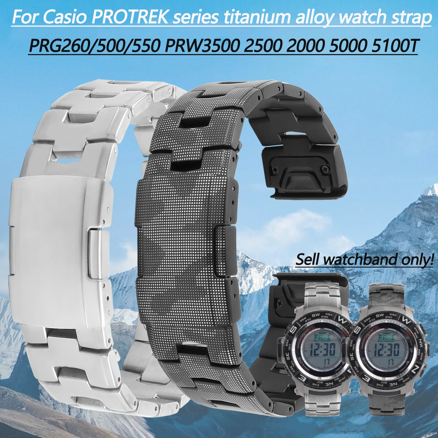 Quick release Titanium metal strap for Casio PROTREK series PRG260/500/550 PRW3500/2500/5000/5100T modified titanium alloy band
