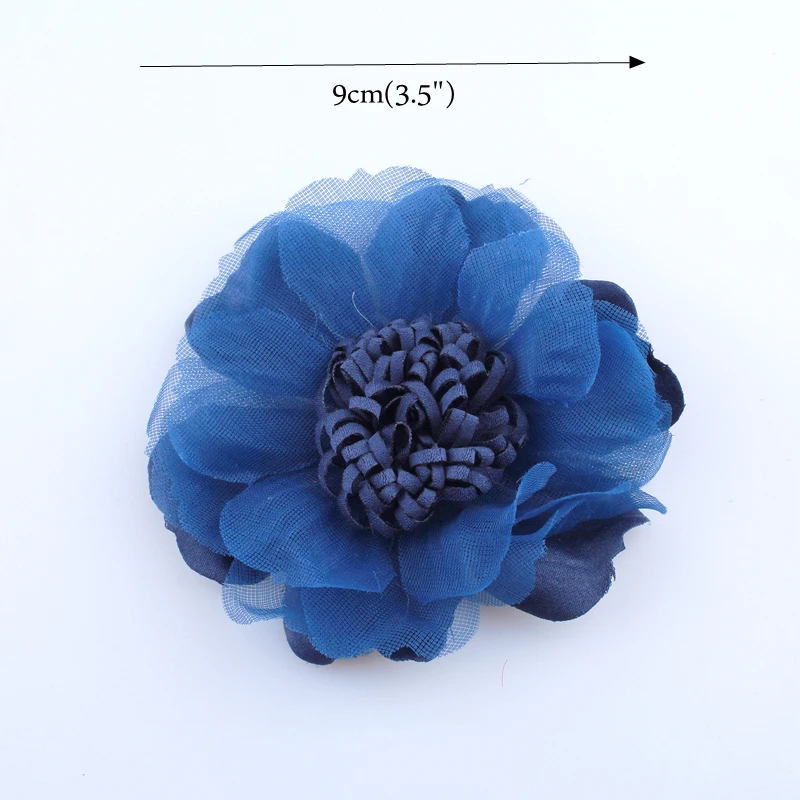 5PCS 9CM nuovo fiore di seta in Tulle con stame in tessuto per accessori per cappelli da sposa fiori in tessuto per fasce