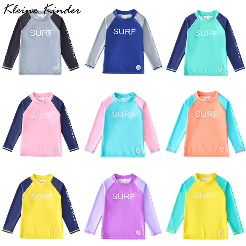 

Swimming T Shirt Long Sleeve Children's Swimsuit UPF50 UV Protection Kids Bathing Tops Rashguard Beach Kids Surfing Swimwear