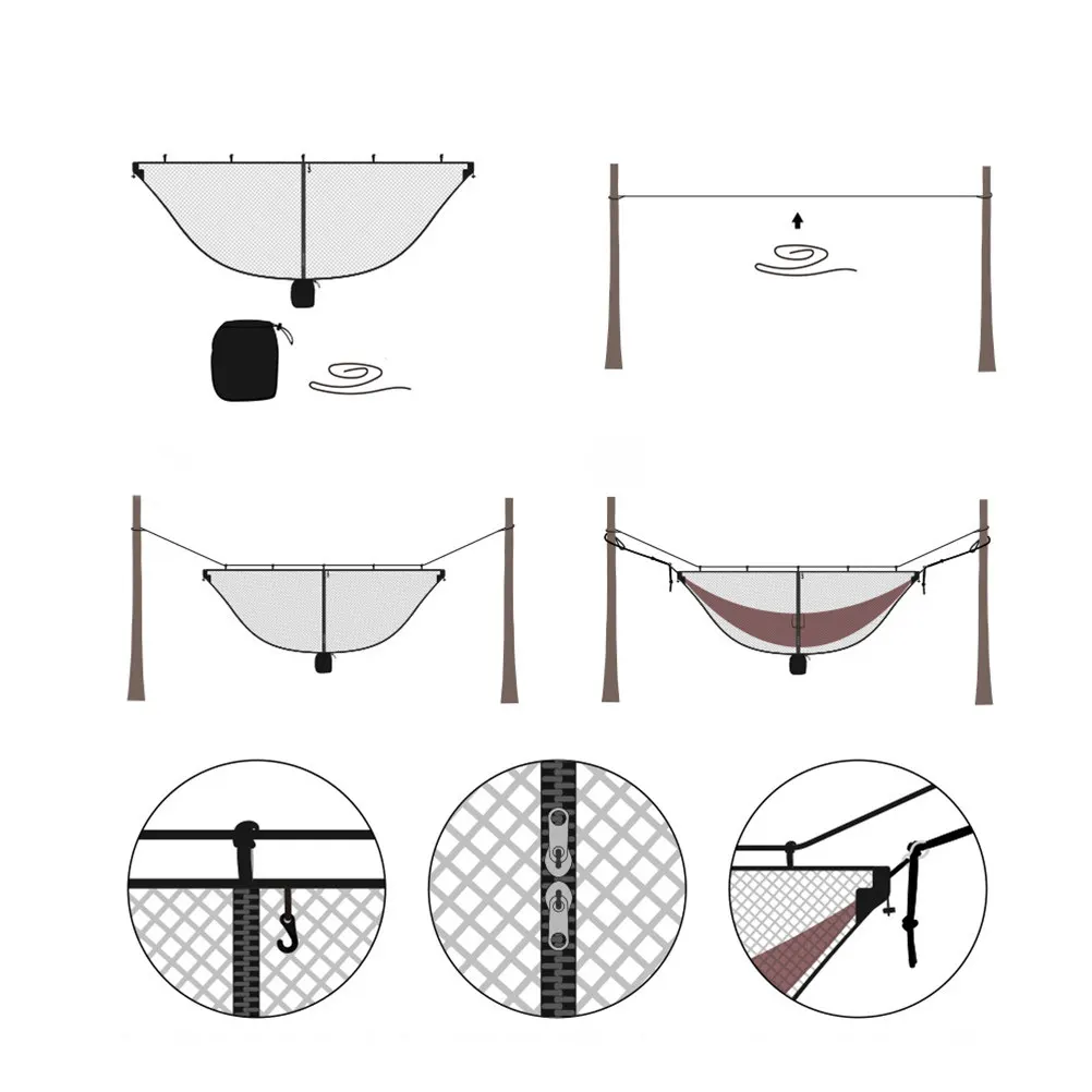 

Гамак-палатка с москитной сеткой, высокопрочный, легкий, из нейлона, портативный, для кемпинга, походов и путешествий, защита от насекомых