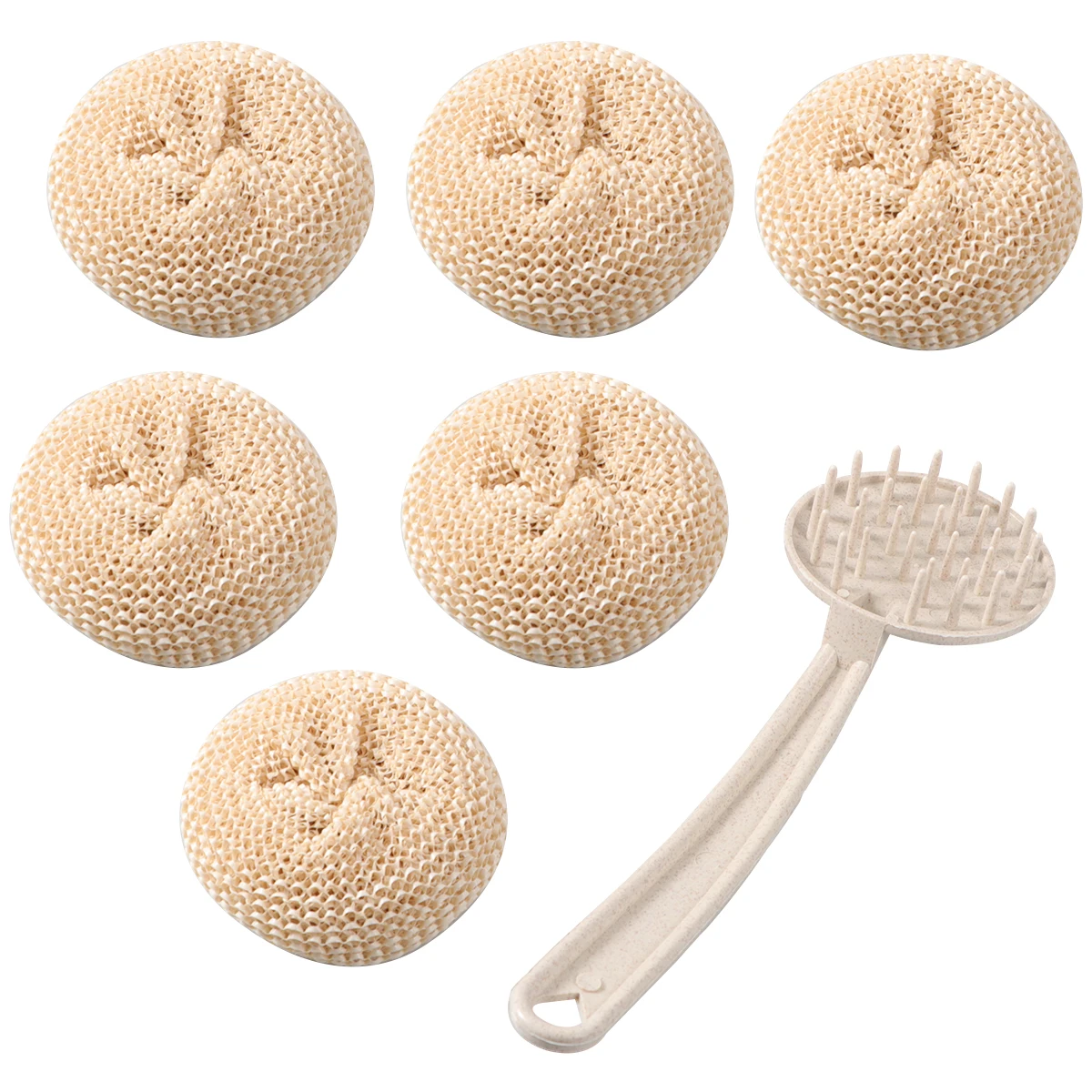 

Fiber Dish Washing Kitchen Cleaning Ball Strong Detergency Non-Slip Handle Ergonomic Design Plastic Handle For Pans Sinks