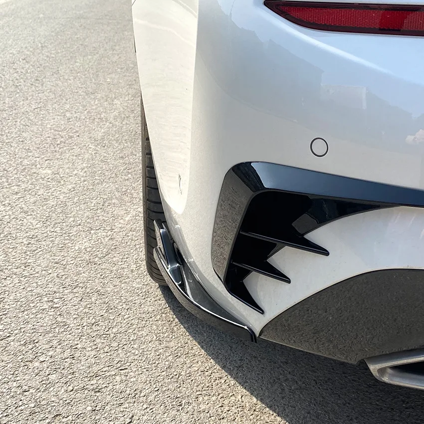 Rear Bumper Diffuser Side Splitters For BMW 3 Series G20 G21 320i 325i 330i M-Sport 2019-2022 ABS Black / Carbon Look Body Kits view 3