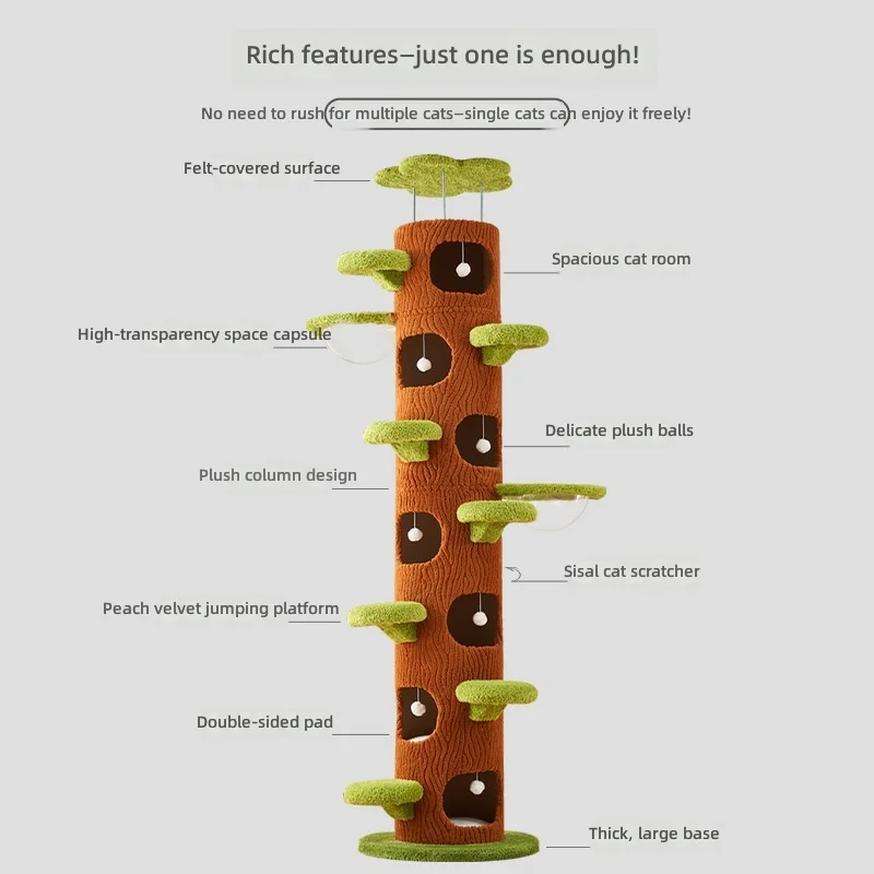 3-IN-1 Cat Scratching Post,Multi-Tier Tall Cat Tree for Large Cats,Pet Climbing Tower, Cat Furniture, Indoor Pet Activity Center