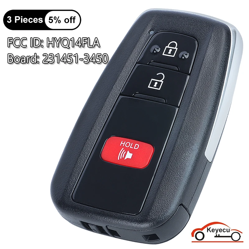 KEYECU 3 przyciski 314.3MHz dla Toyota 4runner RAV4 Prius 2021 2022 2023 Auto obudowa inteligentnego pilota z kluczykiem samochodowym Fob