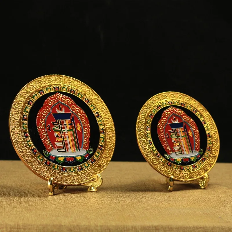 Alloy Colorful Painted Ten Auspicious Signs Plate Buddhist Altar Decor