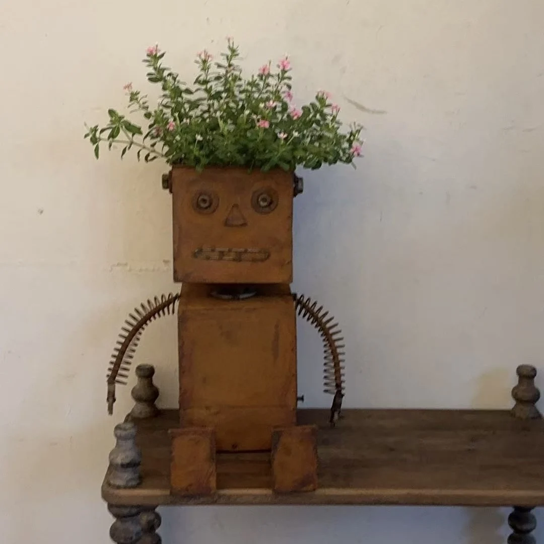 Wrought iron robot garden grocery ornament decoration retro and old courtyard flower pot set pot grass flower bulb flower pot