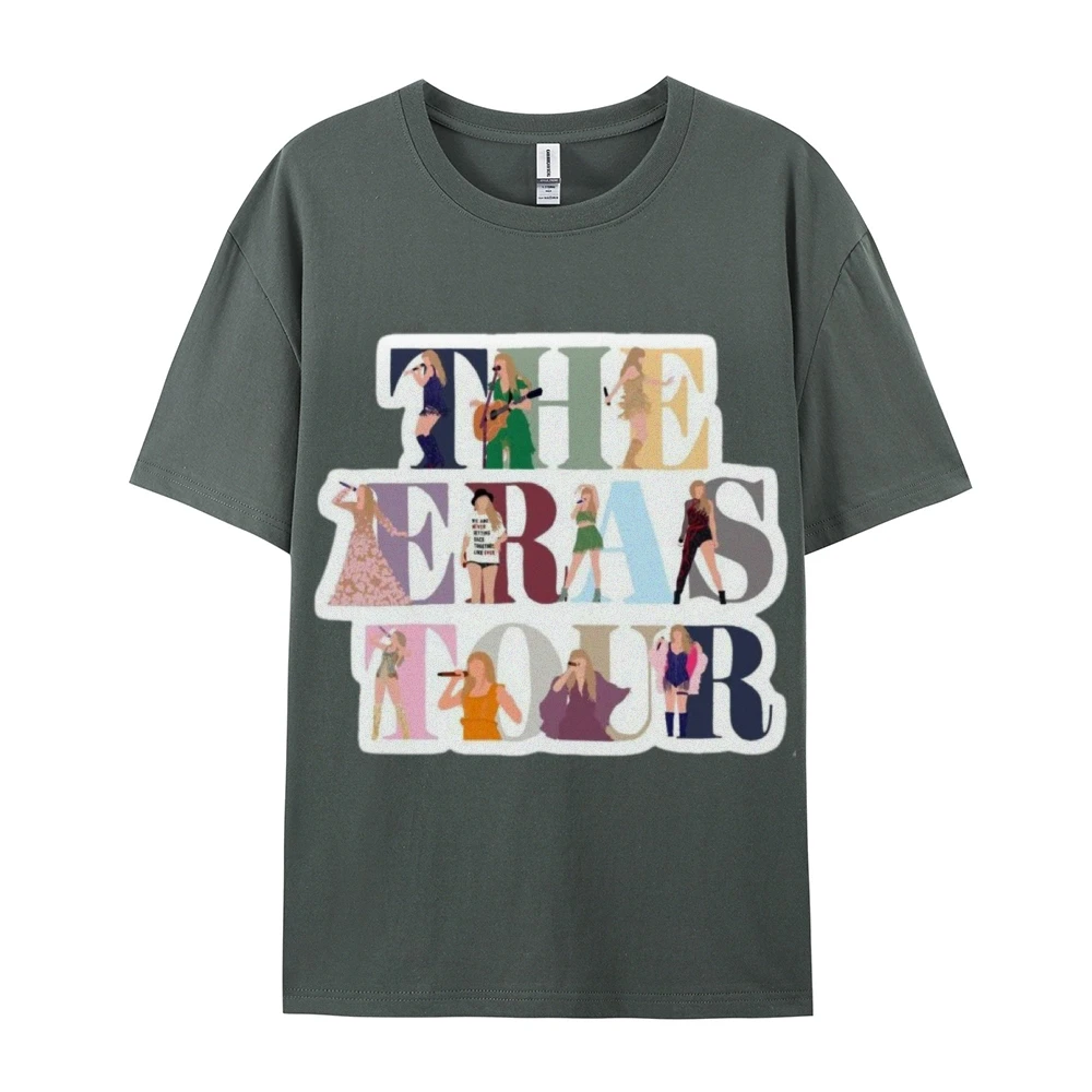 Candy Color Cotton Character Letter Printing T-Shirt Front Shoulder High Gram Weight Round Neck New Trendy Short Sleeves