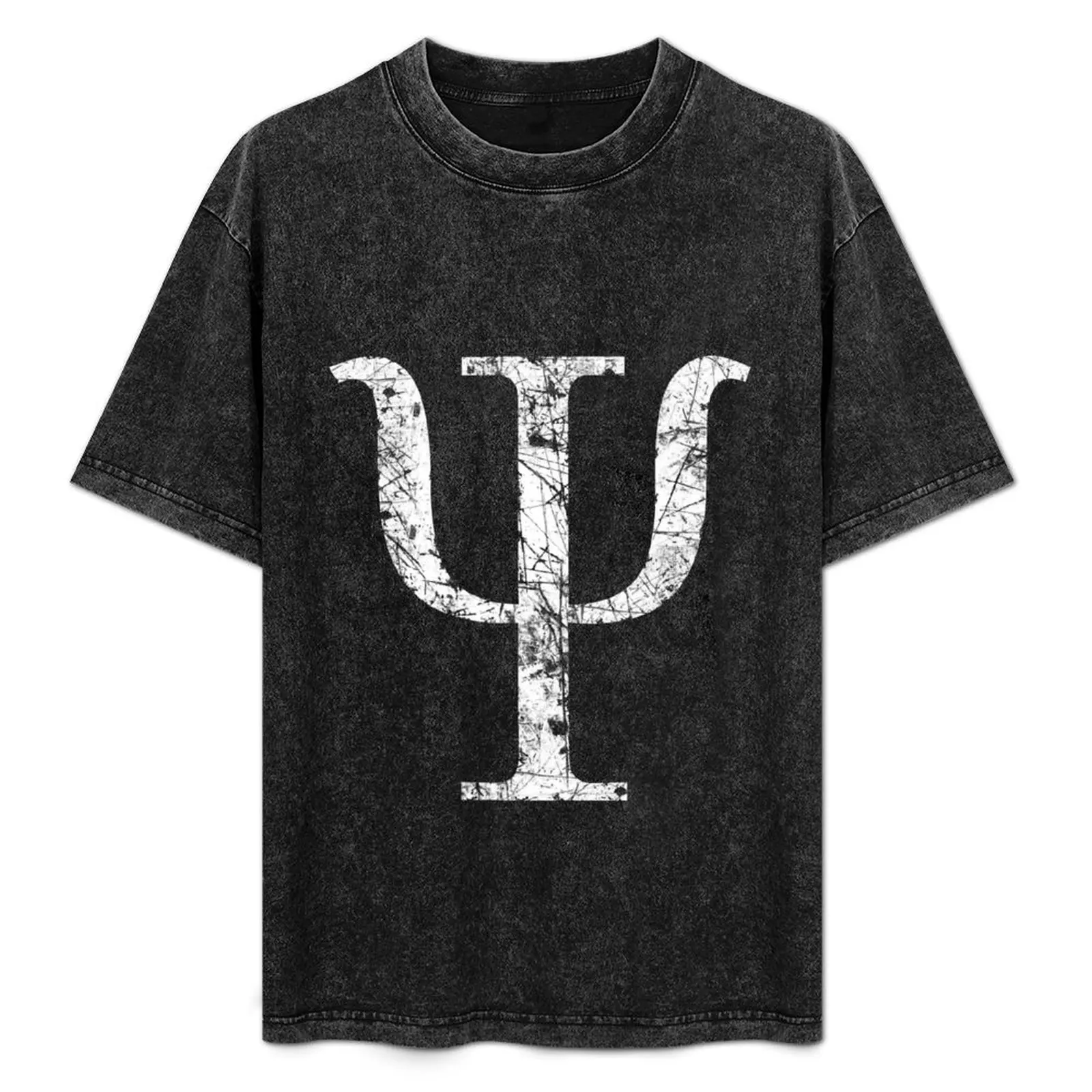 

Psi Greek Letter Symbol Grunge Style T-Shirt Tough Fabric Work Tee