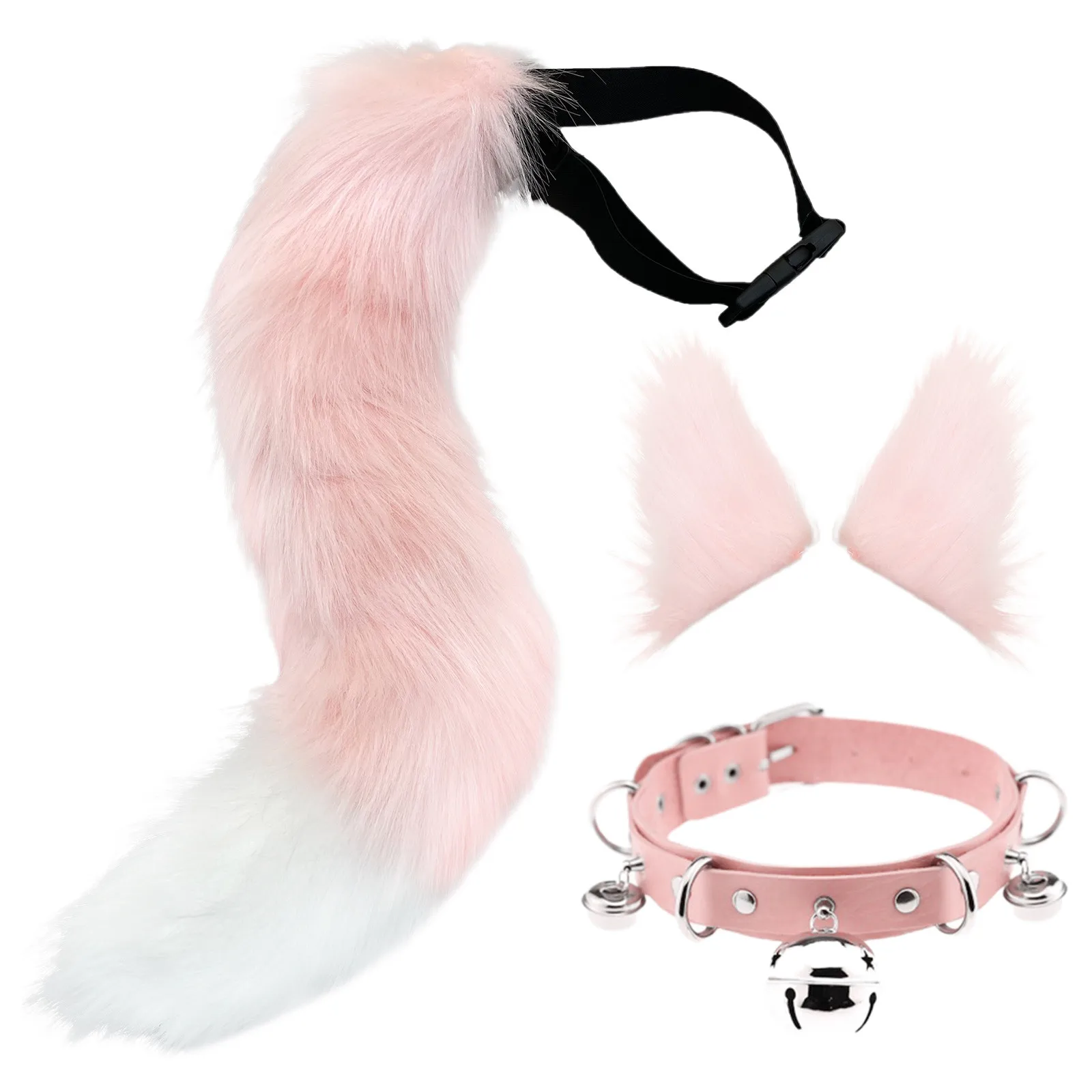 

Fox Cat Ears and Tail Set+ Hoop Necklace For Stage Performance Halloween Party Costume Accessories Carnival Masquerade Dress up