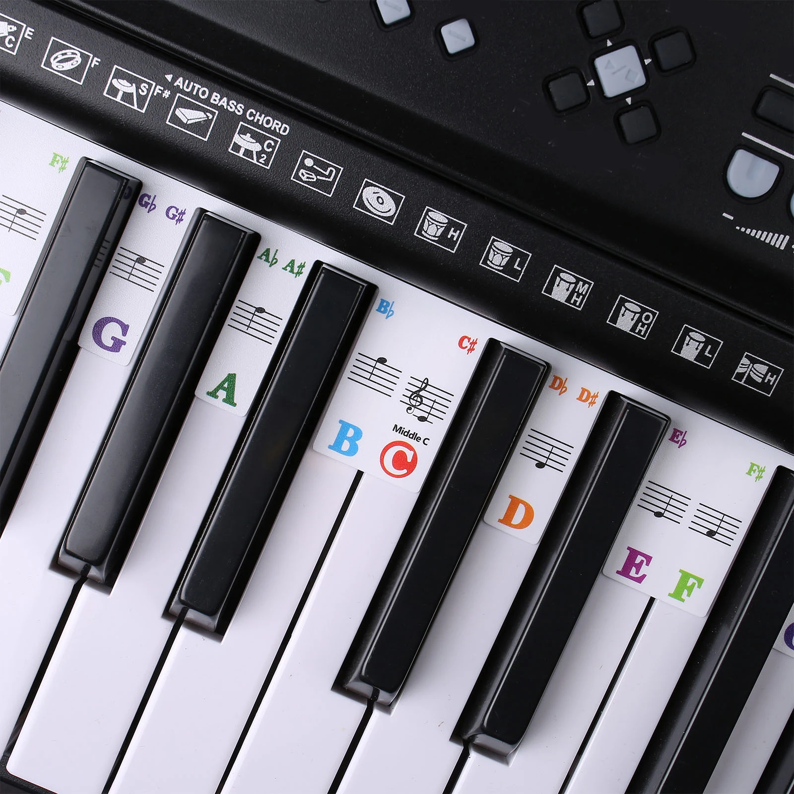 Piano Keyboard Stickers 61 Keys Stave Notation Note Strip Label Symbol Grand/upright/electric Piano for Beginners Students