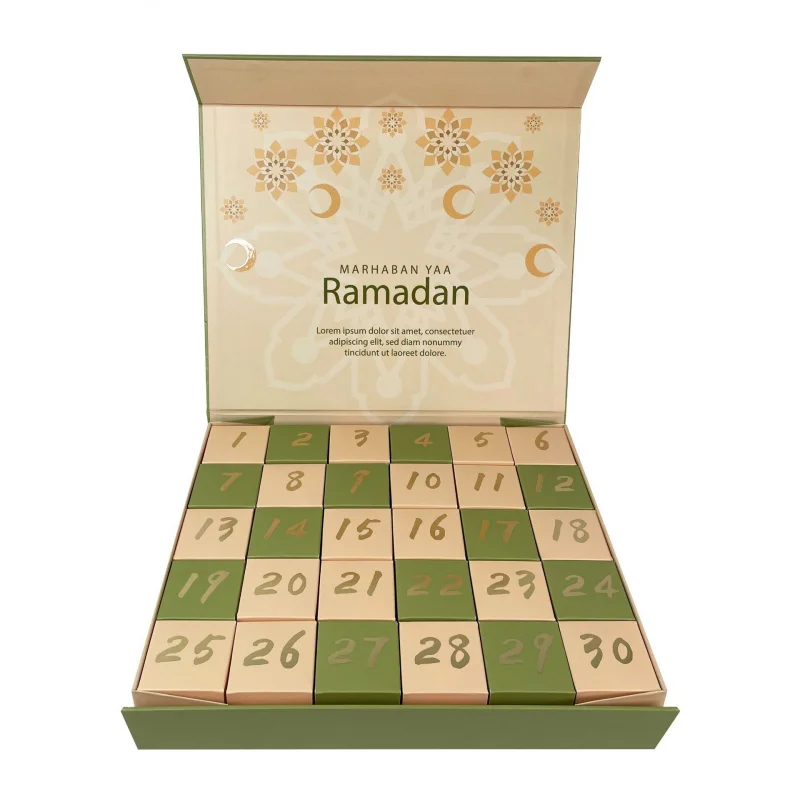 

2025customized.30 Days Empty Beauty Calendar Boxes Makeup Ramadan Surprise Jewelry Paper Box Countdown Calendar A