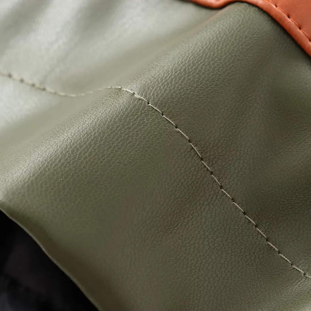 Faionable Stehkragen Patchwork Farbe Leder Jaet frauen Herbst Neue Sle JNLEAOG Französisch Sle Gerade Rohr Mantel