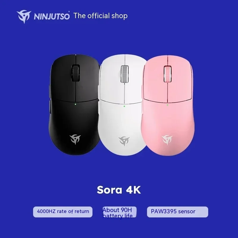 Imagem -03 - Ninjutso Sora Mouse para Jogos sem Fio Bluetooth Esports Fpsex Csgo Presente Modo 4k 49g Paw3395