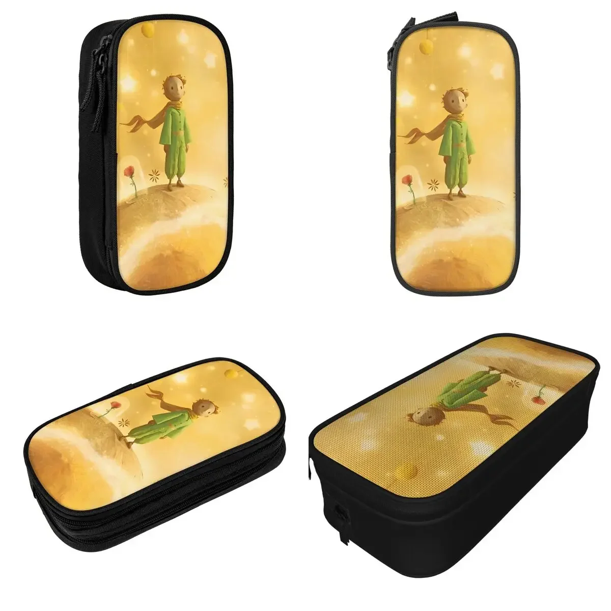 

The Little Prince And Rose Pencil Cases Pen Holder Bag Student Large Storage Office Zipper Pencil Box