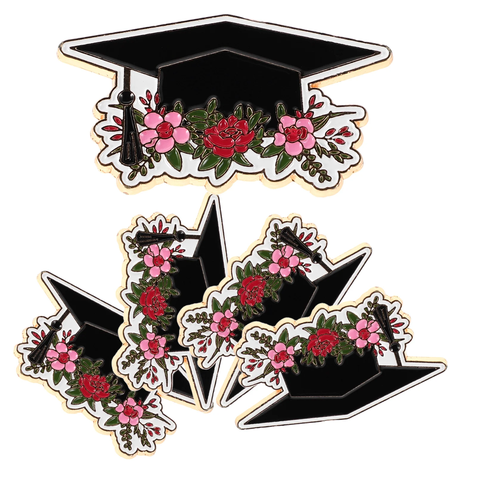 

5pcs Graduation Cap Brooch Metal Badge Elegant Design Durable Craftsmanship Versatile Accessory Ideal Gift Pin Badges For
