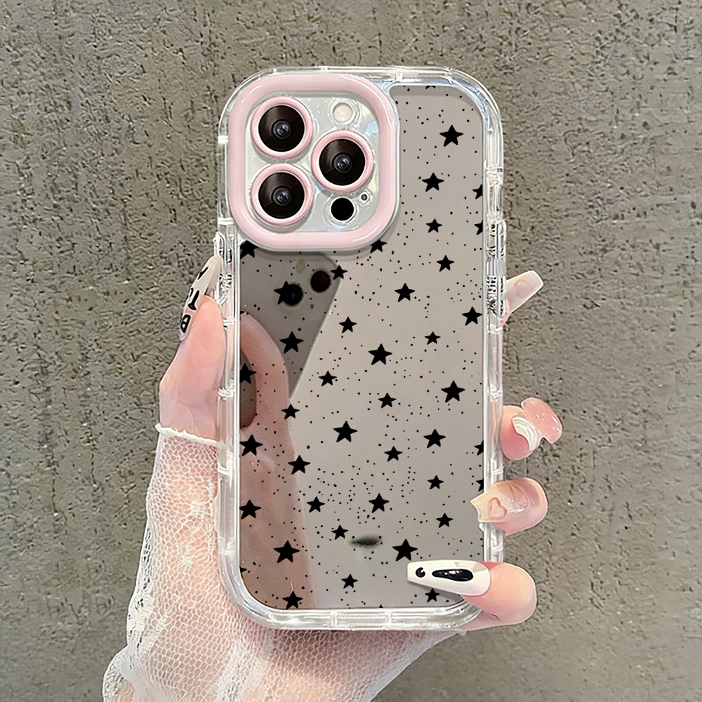 Einfache Stern-Polka-Dots Air-Cushion-Spiegel-Handyhülle für iPhone 17 15 14 16 Pro Max 13 12 11 Pro XR XS 7 8 Plus 17Air Girl Cover – Detail 32