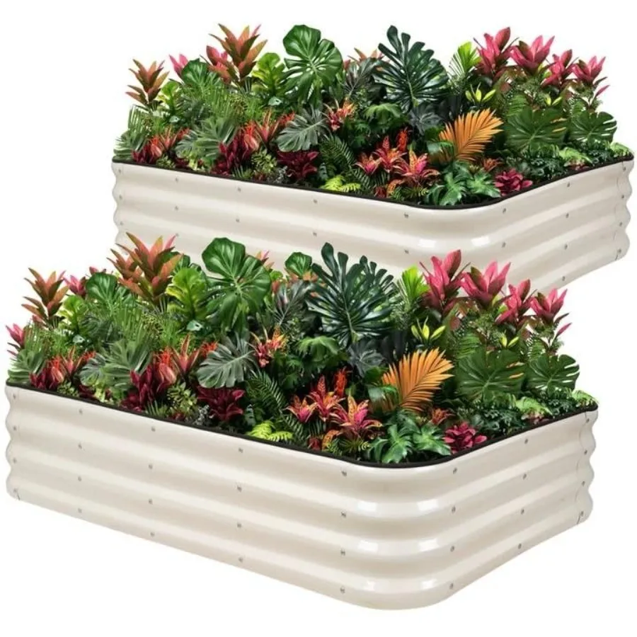 

Raised Garden Bed -5X3X1 Galvanized Planter Box for Outdoor Gardening4 in 1 Modular Raised Bed Kit with Protective Tape Gloves