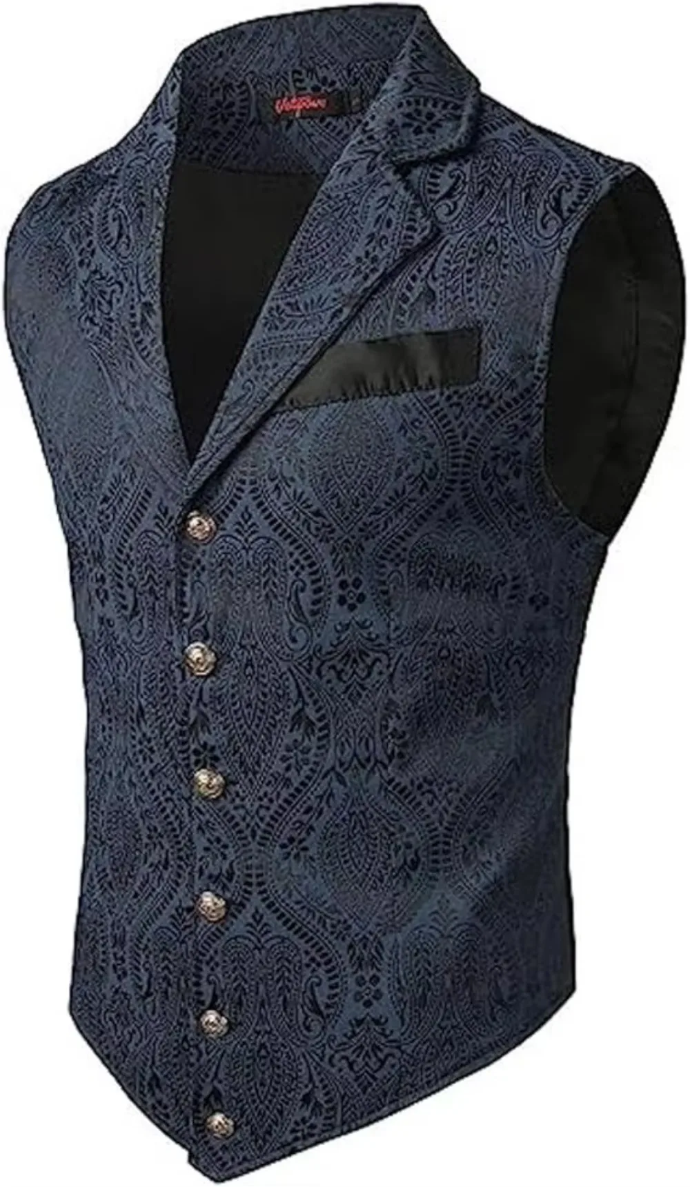 Herren-Westen im viktorianischen Stil mit Blumenmuster, aus Jacquard, mit Reverskragen, einreihig, schmal geschnitten, als formelle Weste für Hochzeiten, Bankette und Partys. – Detail 7