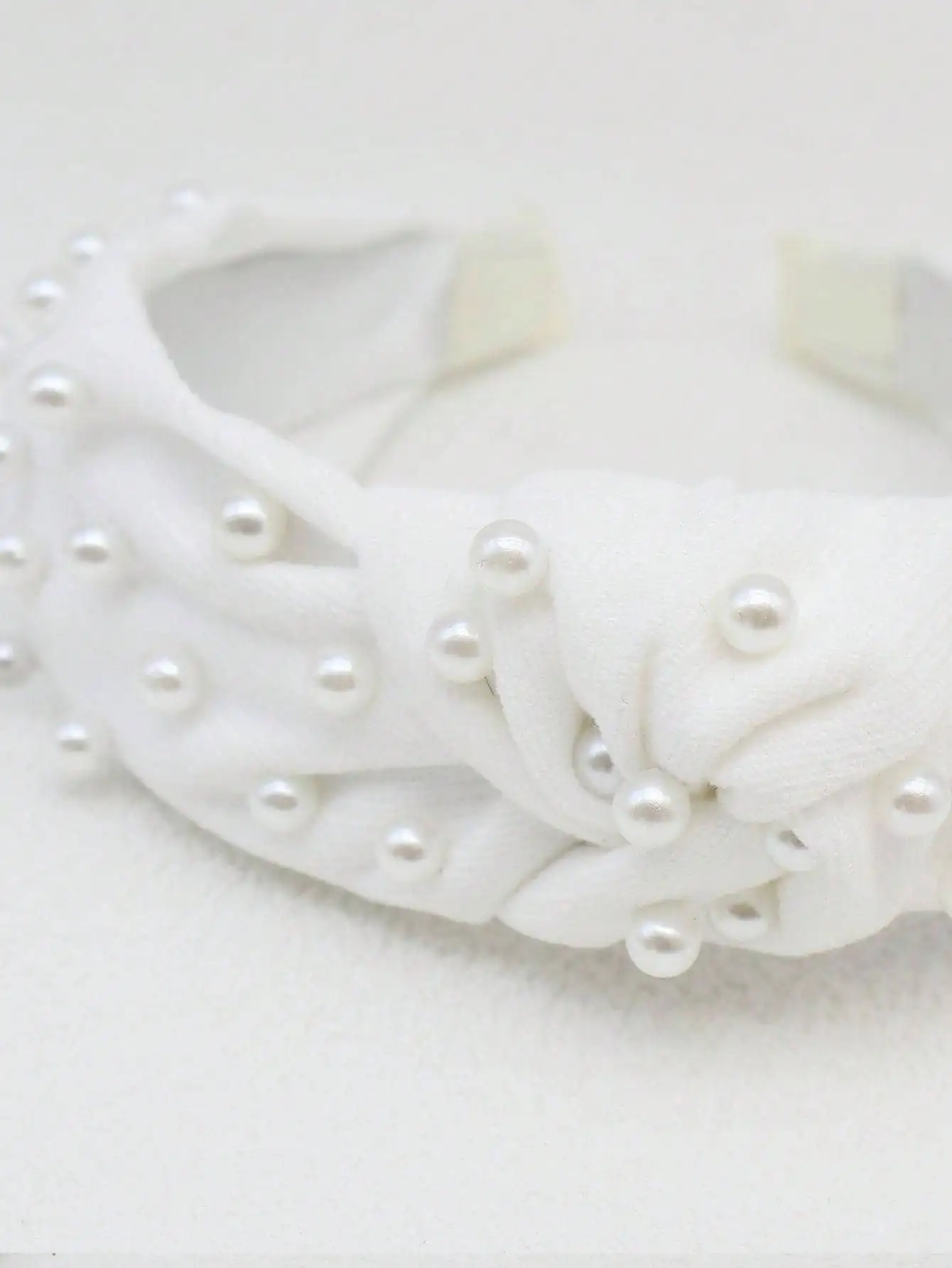 

1pc White Faux Pearl Knot Design Headband, Bridal Hair Accessory,Hairband,Hair Hoop Headbands Head Accessories Beauty Home Hair