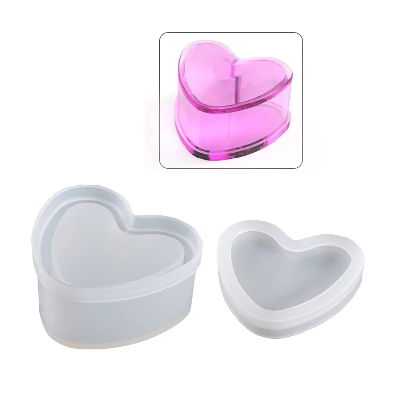 Irregular Heart Storage Box Resin Mold with Lid for DIY Jewelry Craft