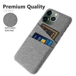 Card Case For iPhone 16 Pro Max 15 14 Case For iPhone 16 Pro Max Dual Card Fabric Cloth Cover For iPhone 16 15 14 13 12 Pro Max