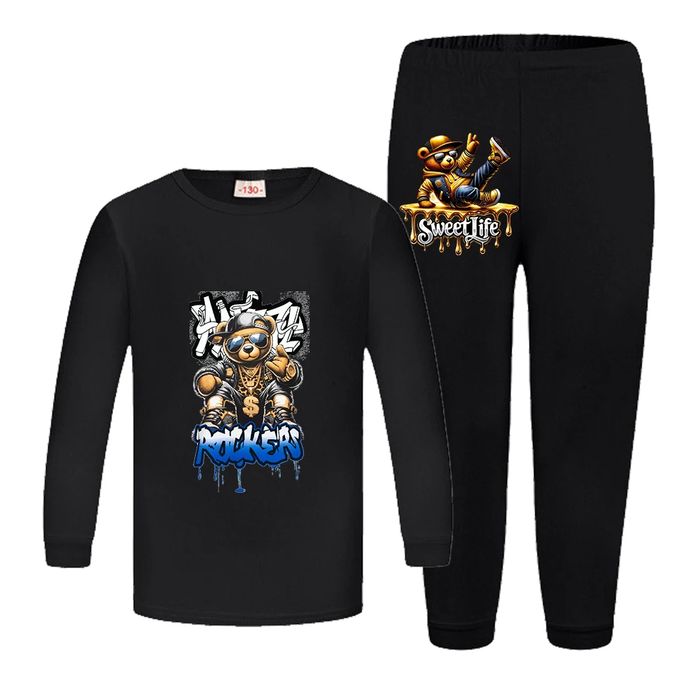 

Cartoon Bear Kids Clothes Fashion Girls Pajamas Set Fashion Boys Long Sleeve Pyjamas Children Sleepwear Suit