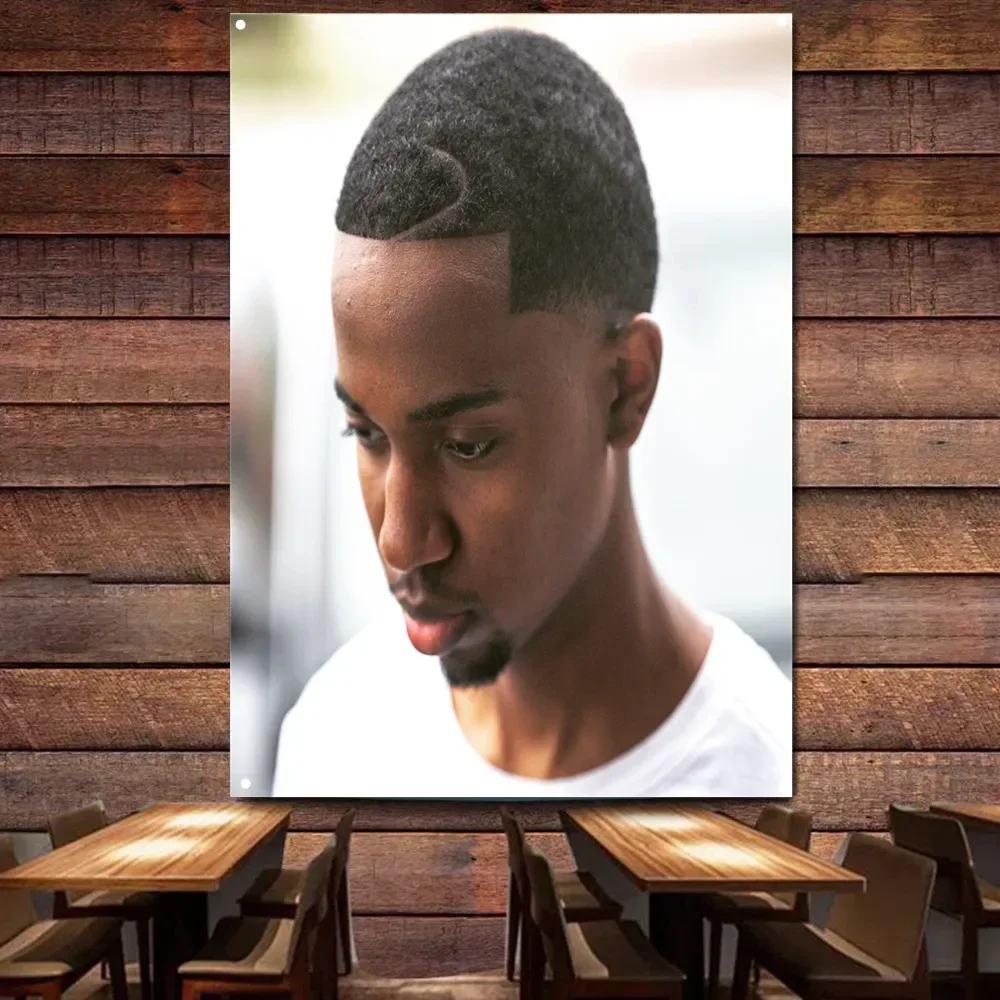 Top Hairstyle Style Poster for African Men Haircut & Shave Service Banner Barber Shop Wall Charts Perfect Gift for Your Stylist